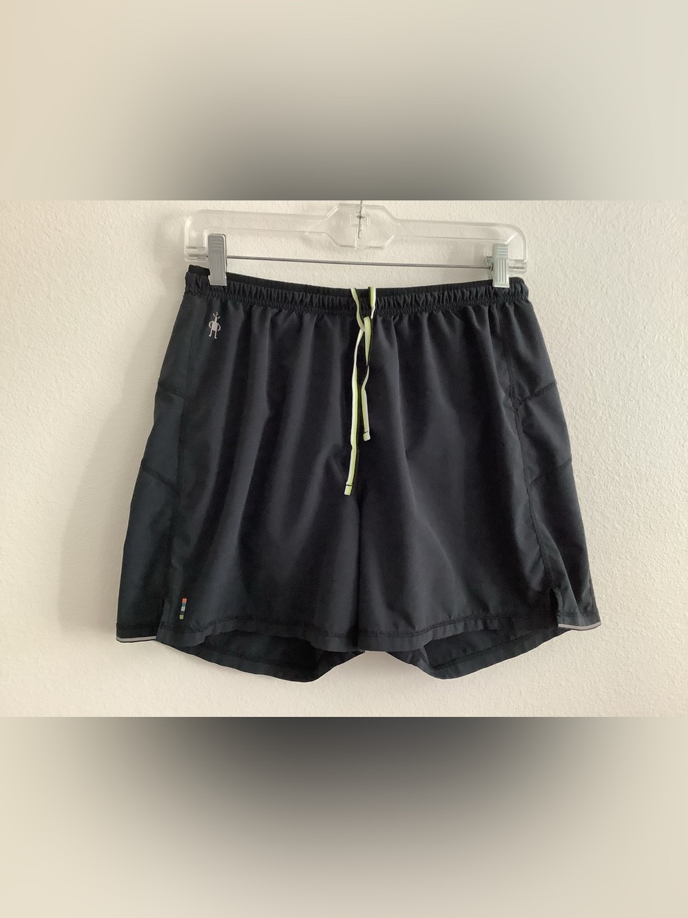 Smartwool Running Shorts Medium Black Merino Wool Liner Pockets Reflective Mens